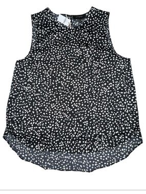 Banana Republic Black Sleeveless Dot Print Shell Top